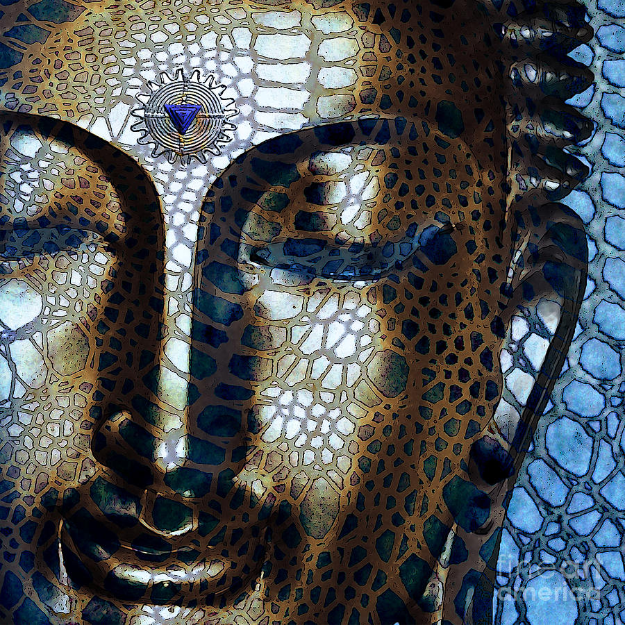 web-of-dharma-modern-blue-buddha-art-christopher-beikmann