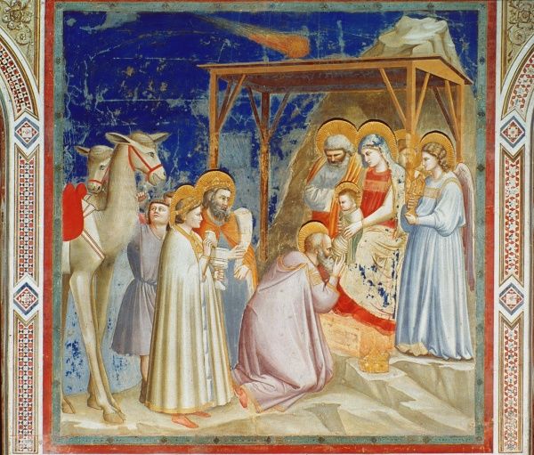GIOTTO: ADORATION. Adoration of the Magi. Fresco, c1305, from the Scrovegni Chapel, Padua, by Giotto.